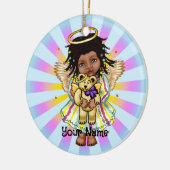 Engel met beer keramisch ornament (Links)