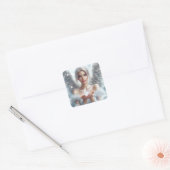  Engel met Blauwe Ogen Holding Liefde en Licht Vierkante Sticker (Envelop)