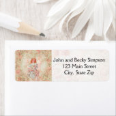 Engel met bloemen etiket (Insitu)