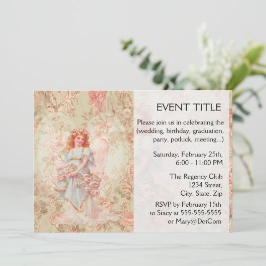 Engel met bloemen kaart (Staand voorkant)