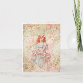 Engel met bloemen kaart