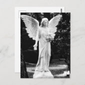 Engel met bloemen zwart-wit fotografie  briefkaart (Voorkant / Achterkant)