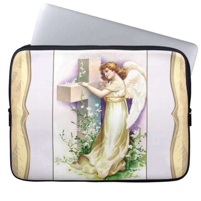  engel met Christelijk kruis Laptop Sleeve (Voorkant)