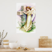  engel met Christelijk kruis Poster (Keuken)