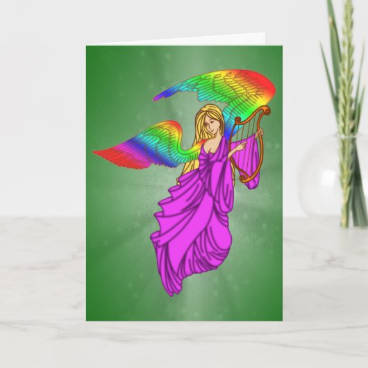 Engel met de Vleugels van de Regenboog Feestdagen Kaart (Voorkant)