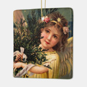 Engel met een Armful of Christmas Green Keramisch Ornament (Links)