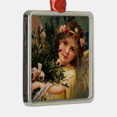 Engel met een Armful of Christmas Green Metalen Ornament (Rechts)