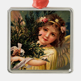 Engel met een Armful of Christmas Green Metalen Ornament