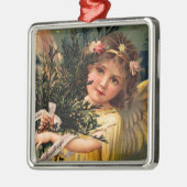 Engel met een Armful of Christmas Green Metalen Ornament (Links)