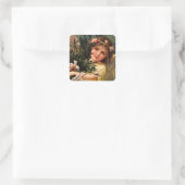 Engel met een Armful of Christmas Green Vierkante Sticker (Tas)