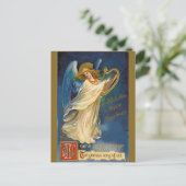  engel met een harp briefkaart (Staand voorkant)