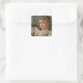 Engel met een kleine kaarslicht kerstboom vierkante sticker (Tas)