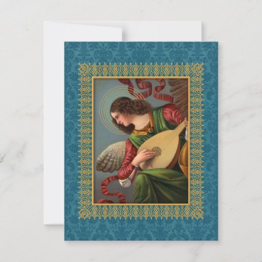 Engel met een luth-kaart feestdagenkaart (Voorkant)