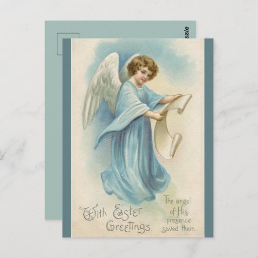  engel met een scroll paasgroet briefkaart (Voorkant / Achterkant)