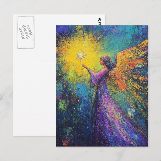 Engel met een ster briefkaart (Voorkant / Achterkant)