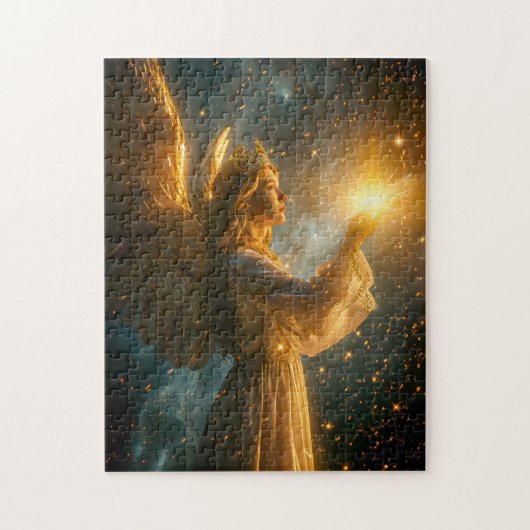 Engel met een stralende ster legpuzzel (Verticaal)