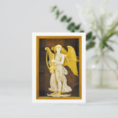 Engel met gouden harp en vleugels briefkaart (Staand voorkant)