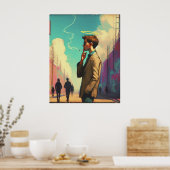 Engel met Halo Roken op stedelijke straat Poster (Keuken)