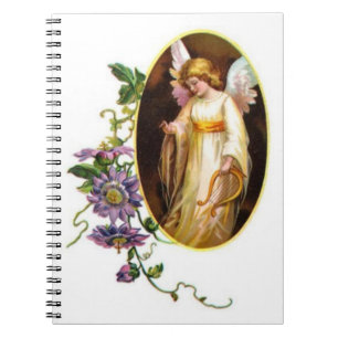 Engel Met Harp En Clematis Bloemen Notitieboek