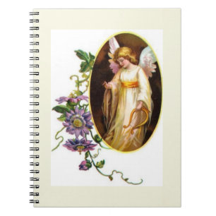 Engel Met Harp En Clematis Bloemen Notitieboek
