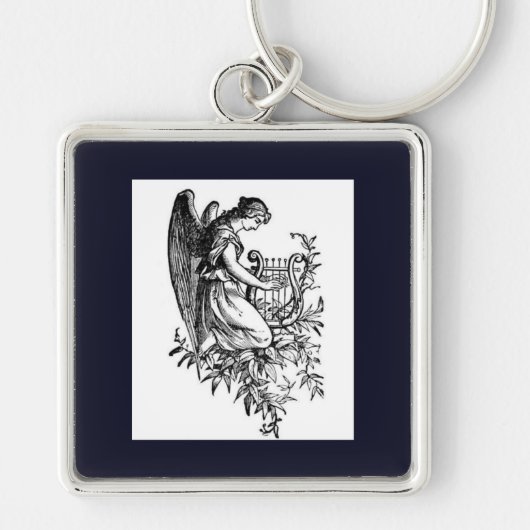 Engel Met Harp En Flora Sleutelhanger (Voorkant)