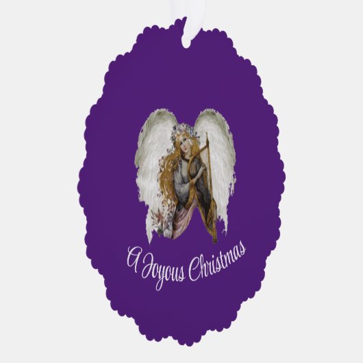 Engel met harp papier Ornament Kaart (Rechts)