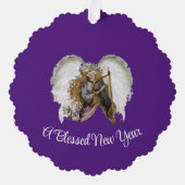 Engel met harp papier Ornament Kaart (Achterkant)