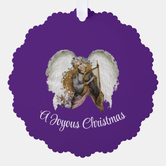Engel met harp papier Ornament Kaart (Voorkant)