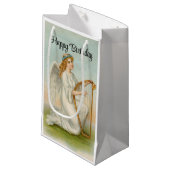 Engel met harp verjaardag geschenk tas klein cadeauzakje (Voorkant Gekanteld)