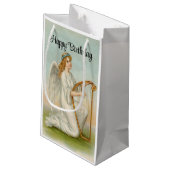 Engel met harp verjaardag geschenk tas klein cadeauzakje (Achterkant Gekanteld)