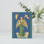 Engel met hart en Cupido Briefkaart (Staand voorkant)