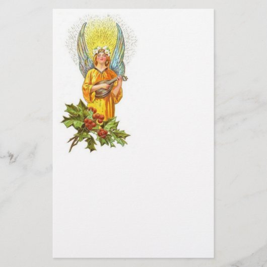 engel met heilig en mandolin briefpapier (Voorkant)
