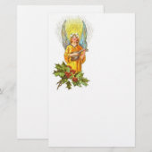 engel met heilig en mandolin briefpapier (Voorkant / Achterkant)