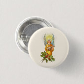  engel met heilig en mandolin ronde button 3,2 cm (Voorkant /achterkant)
