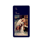 Engel met herten kerstcadeau Label Stickers (Voorkant)