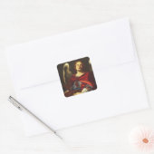 Engel met het vat en de handdoek vierkante sticker (Envelop)