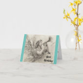 Engel met hoorn verjaardag Wenskaart Kaart (Gele Bloem)