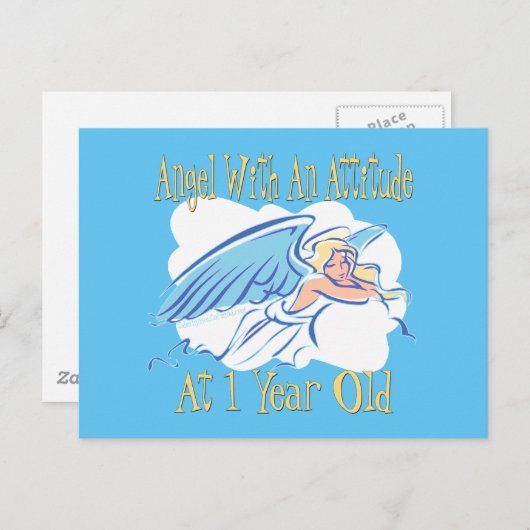 Engel met houding 1e verjaardag briefkaart (Voorkant / Achterkant)
