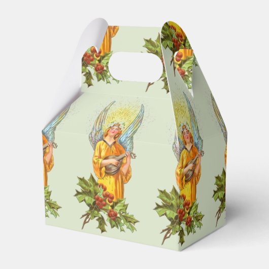 Engel met hulst en mandoline bedankdoosjes (Voorkant Zijde)