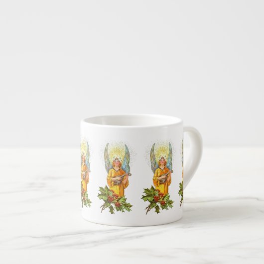 Engel met hulst en mandoline espresso kop (Voorkant rechts)