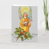 engel met hulst en mandoline feestdagen kaart (Achterkant)