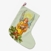 Engel met hulst en mandoline grote kerstsok (Voorkant (Hangend))