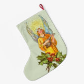 Engel met hulst en mandoline grote kerstsok (Achterkant (Hangend))