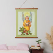 Engel met hulst en mandoline hangend wandkleed (Slaapkamer)