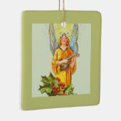 Engel met hulst en mandoline keramisch ornament (Rechts)