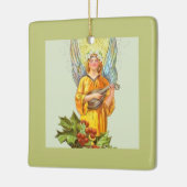 Engel met hulst en mandoline keramisch ornament (Links)