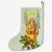 Engel met hulst en mandoline kleine kerstsok (Achterkant)