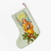 Engel met hulst en mandoline kleine kerstsok (Achterkant (Hangend))