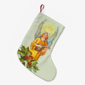 Engel met hulst en mandoline kleine kerstsok (Voorkant (Hangend))
