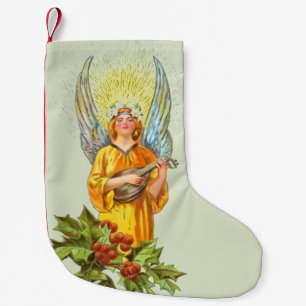 Engel met hulst en mandoline kleine kerstsok